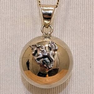 NWOT Vintage Silver Plated Harmony Ball with Silvertone Unicorn
